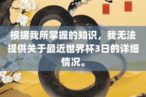 根据我所掌握的知识，我无法提供关于最近世界杯3日的详细情况。金炬实业股份有限公司