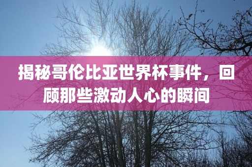 揭秘哥伦比亚世界杯事件，回顾那些激动人心的瞬间