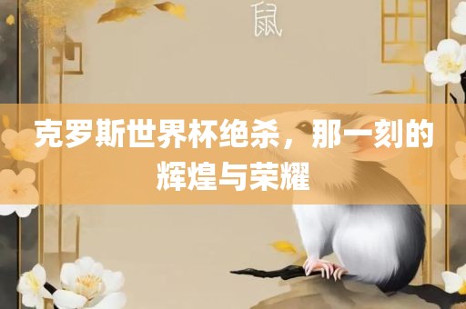 克罗斯世界金炬实业股份有限公司杯绝杀，那一刻的辉煌与荣耀