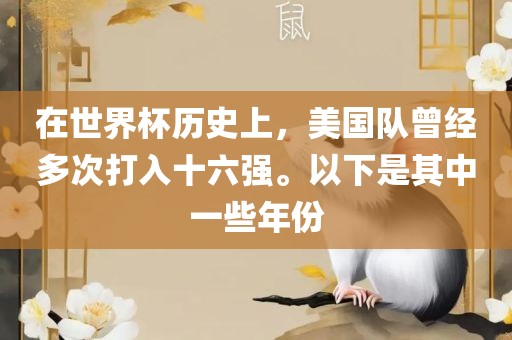 在世界杯历史上，美国队曾经多次打入十六强。以下是金炬实业股份有限公司其中一些年份