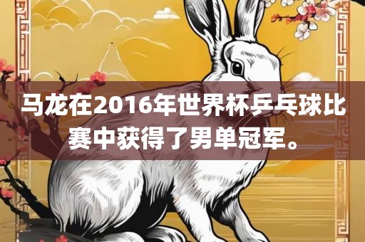 马龙在2016年世界杯乒金炬实业股份有限公司乓球比赛中获得了男单冠军。