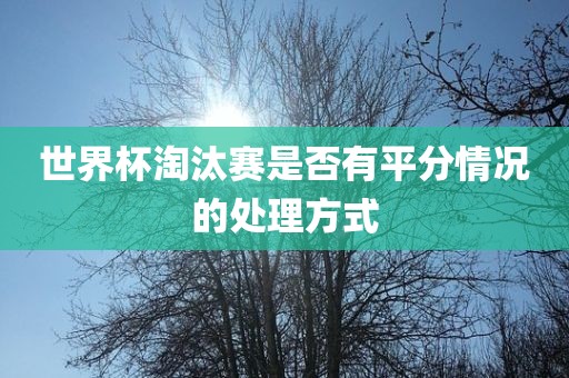 世界杯淘汰赛是否有平分情况的处理方式
