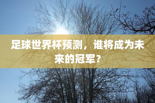 足球世界杯预测，谁将成为未来的冠军？金炬实业股份有限公司