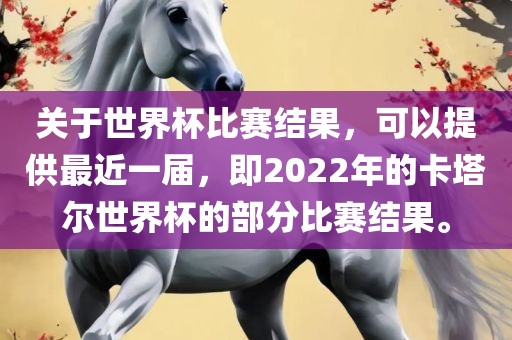 关于世界杯比赛结果，可以提供最近一届，即2022年的卡塔尔世界杯的部分比赛结果。金炬实业股份有限公司