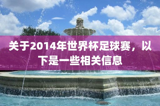 关于2014年世界杯足球赛，以下是一些相关信息金炬实业股份有限公司