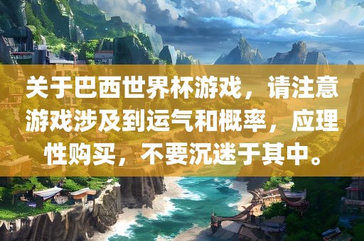 关于巴西世界杯游戏，请注意游戏涉及到运气和概率，应理性购买，不要沉迷于其中。金炬实业股份有限公司