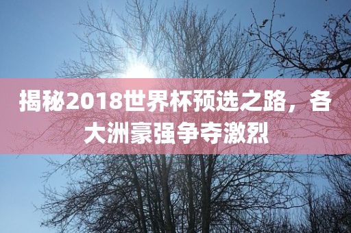 揭秘2018世金炬实业股份有限公司界杯预选之路，各大洲豪强争夺激烈