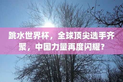 跳水世界杯，全球顶尖选手齐聚，中国力量再度闪耀？金炬实业股份有限公司