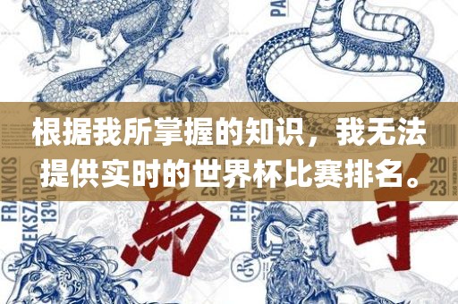 根据我所掌握的知识，我无法提供实时的世界杯比赛排名。