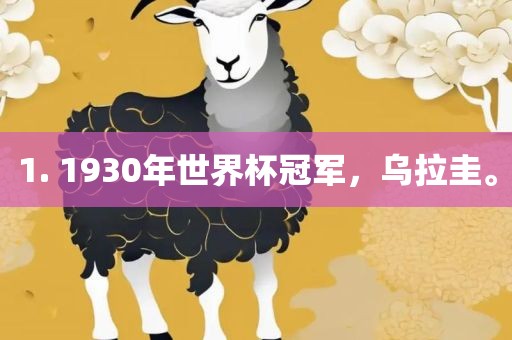 1. 1930年世界杯冠军，乌拉圭。