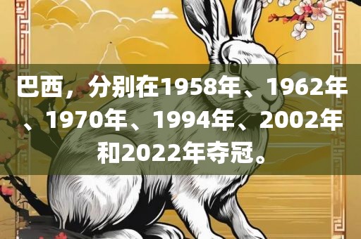 巴西，分别在1958年、1962年、1970年、1994年、2002年和2022年夺冠。