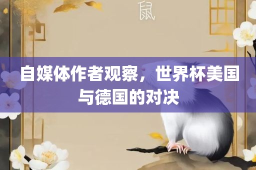 自媒体作者观察，世界杯美国与德金炬实业股份有限公司国的对决