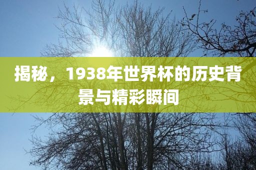 揭秘，1938年世界杯的历史背景与精彩瞬间
