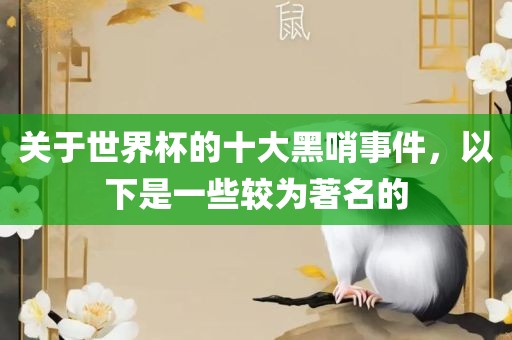关于世界杯的十大黑哨事件，以下是一些较为著名的金炬实业股份有限公司