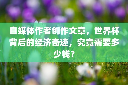 自媒体作者创作文章，世界杯背后的经济奇迹，究竟需要多少钱？