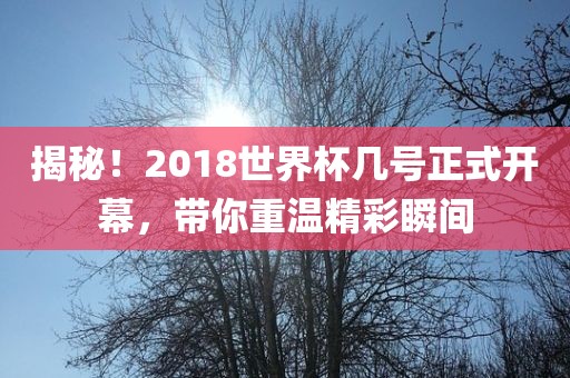 揭秘！2018世界杯几号正式开幕，带你重温精彩瞬间金炬实业股份有限公司
