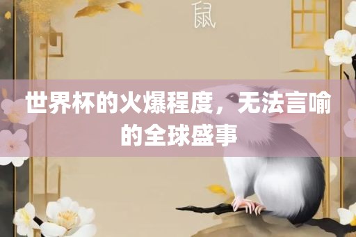 世界杯的火爆程度，无法言喻的全球盛事