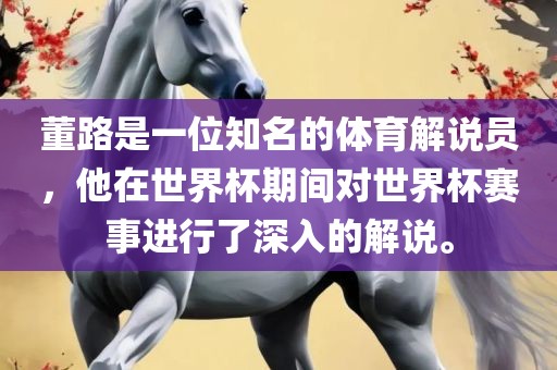 董路是一位知名的体育解说员，他在世界杯期间对世界杯赛事进行了深入的解说。