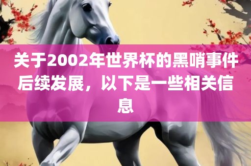 关于2002年世界杯的黑哨事件后续发展，以下是一些相关信息金炬实业股份有限公司