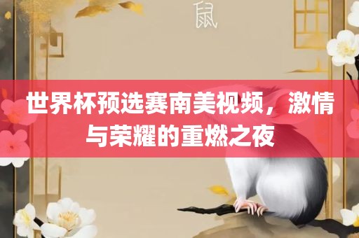 世界杯预选赛南美视频，激情与荣耀的重燃之夜金炬实业股份有限公司