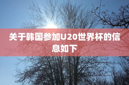 关于韩国参加U20世界杯的信息如下