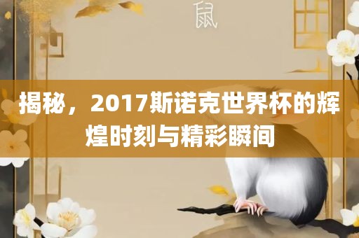 揭秘，2017斯诺克世界杯的辉煌时刻与精彩瞬间