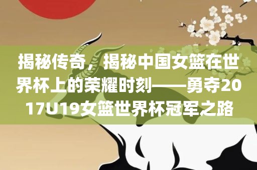 揭秘传奇，揭秘中国女篮在世界杯上的荣耀时刻——勇夺2017U19女篮世界杯冠军之路