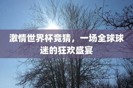 激情世界杯竞猜，一场全球球迷的狂欢盛宴金炬实业股份有限公司