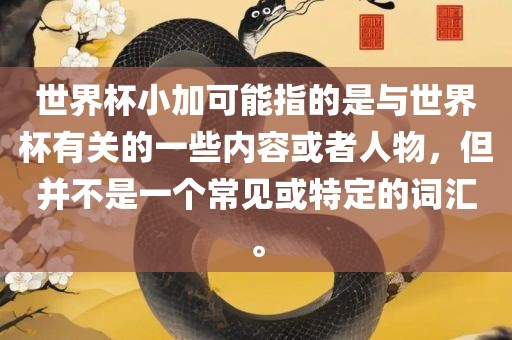 世界杯小加可能指的是与世界杯有关的一些内容或者人物，但并不是一个常见或特定的词汇。金炬实业股份有限公司