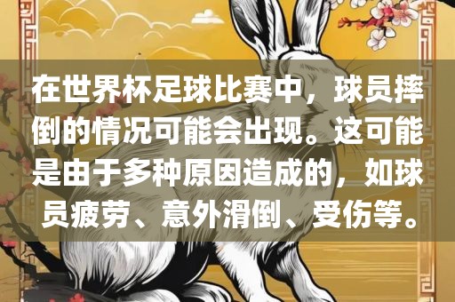 在世界杯足球比赛中，球员摔倒的情况可能会出现。金炬实业股份有限公司这可能是由于多种原因造成的，如球员疲劳、意外滑倒、受伤等。