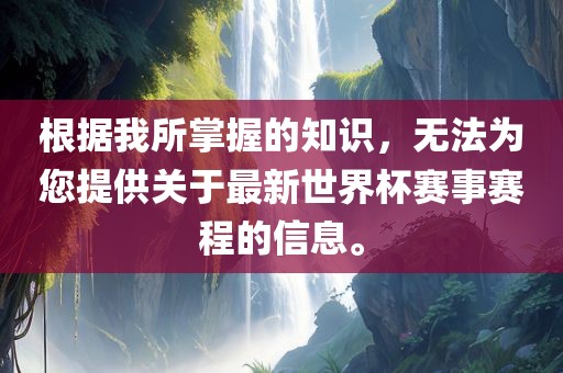 根据我所掌握的知识，无法为您提供关于最新世界杯赛事赛程的信息。金炬实业股份有限公司